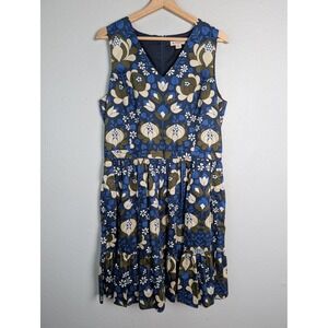 Brooks Brothers Red Fleece Dress Womens 12 Blue Knee Length Fit & Flare‎ Floral